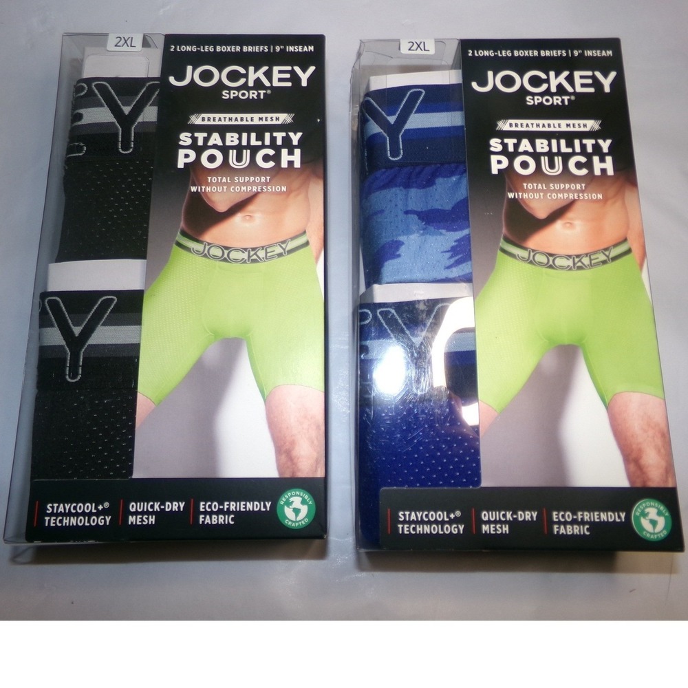 MENS JOCKEY SPORT 4 PACK LONG-LEG MESH BOXER BRIEF UNDERWEAR~NIB~4XL